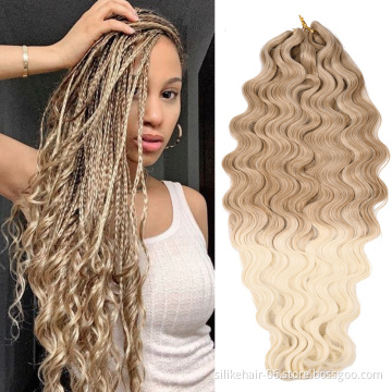 Soft Long Wavy Crochet Hair Extensions with Curly Ends Deep Ocean Wave Braiding Hair Ocean Wave Crochet Hair Synthetic